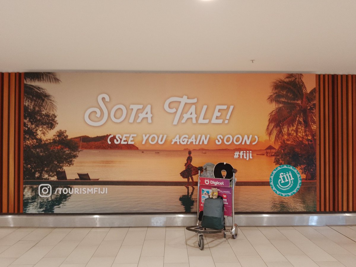 Tarliebear's tweet photo. Well Fiji, you have been amazing and I have had a great time. Sadly my destination is calling @FijiAirways. See you all soon when I land #tarlietravels @TourismFiji @firstlandingresort #holidays #fiji @Tedonhols @TravelPanda72 @ttteddybear @NadiAirport #SotaTale https://t.co/xGaqb1SPh5