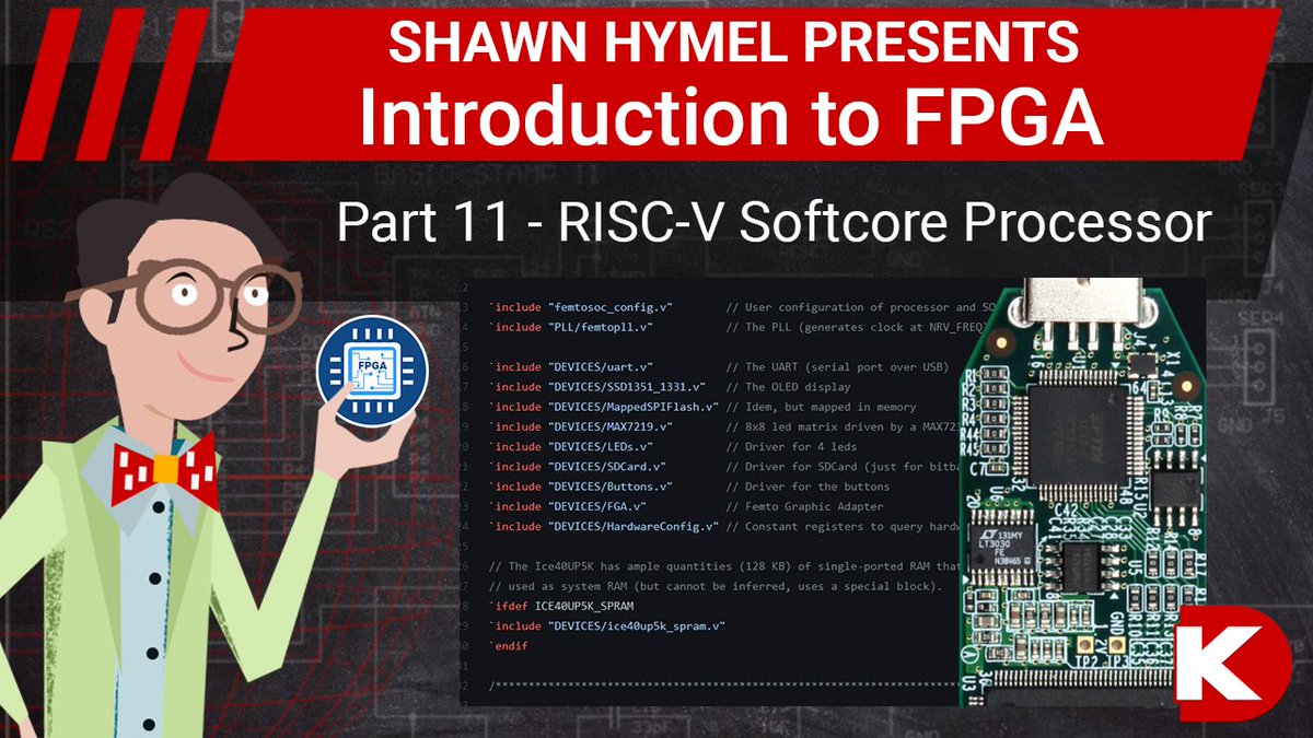digikey's tweet photo. Introduction to FPGA Part 11 - RISC-V Softcore Processor with @ShawnHymel 

Watch full video 👀
👉👉 https://t.co/D0RCfm48cI

#howto #electronics #video https://t.co/GpD3e4OpFP
