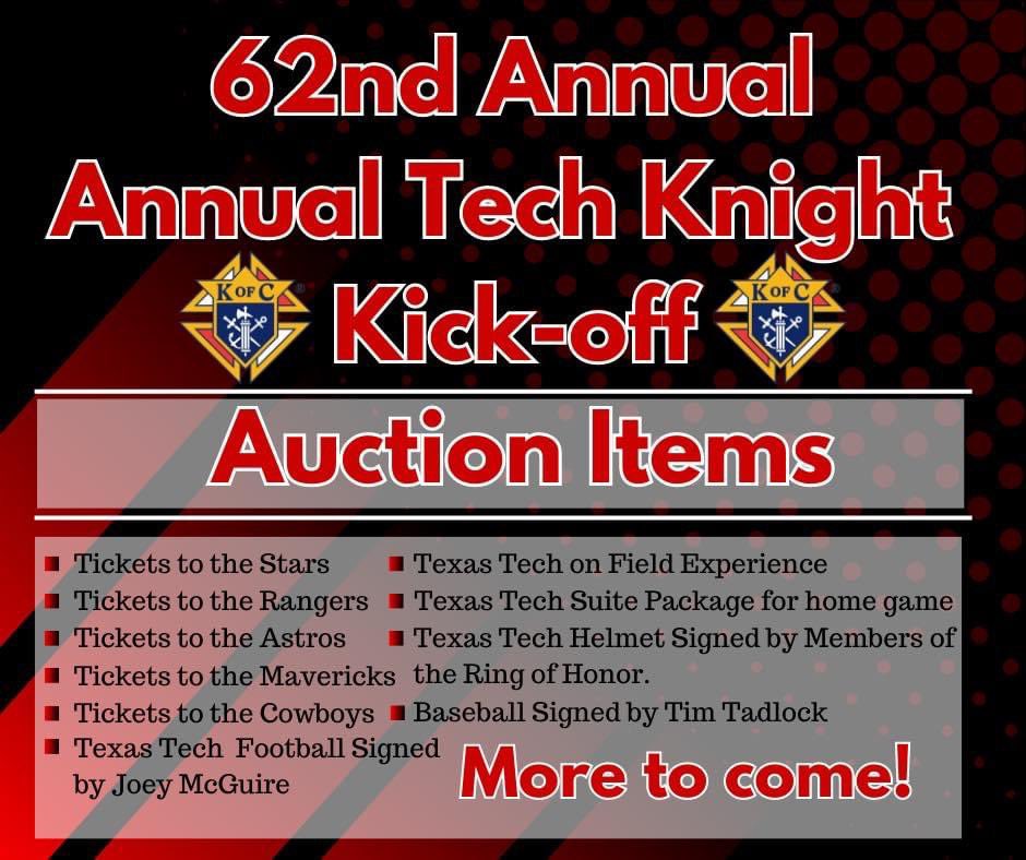 sam19rodriguez's tweet photo. 62nd Annual Tech Knight- Kick Off 
August 26,2023. Get out and get your tickets https://t.co/V5jXlRkwhe