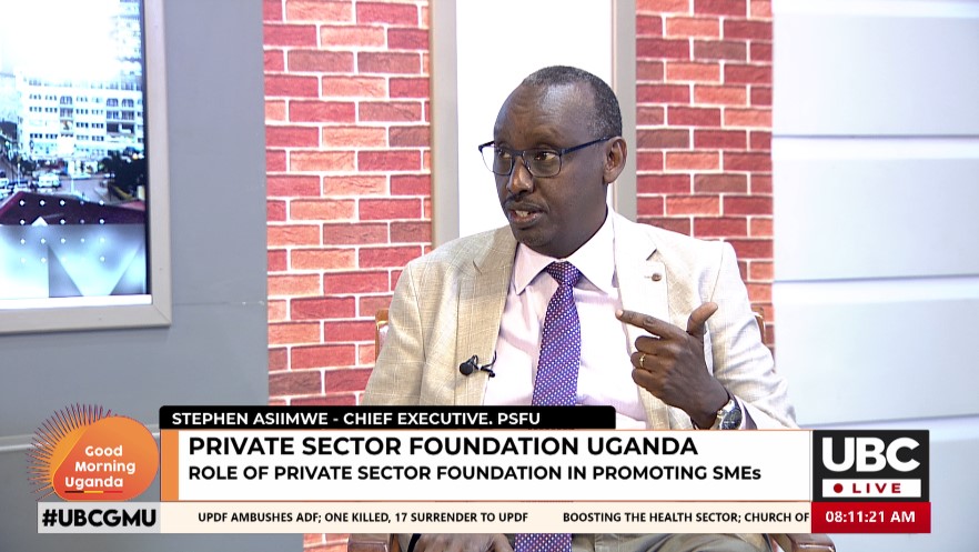 PSF_Uganda's tweet photo. The PSFU Chief Executive Officer @StephenAsiimwe3 is live on  @ubctvuganda discussing the role of the Private Sector Foundation Uganda in growing the SMEs in Uganda. 

https://t.co/blX4XaPCD8 https://t.co/68heR7bUaa