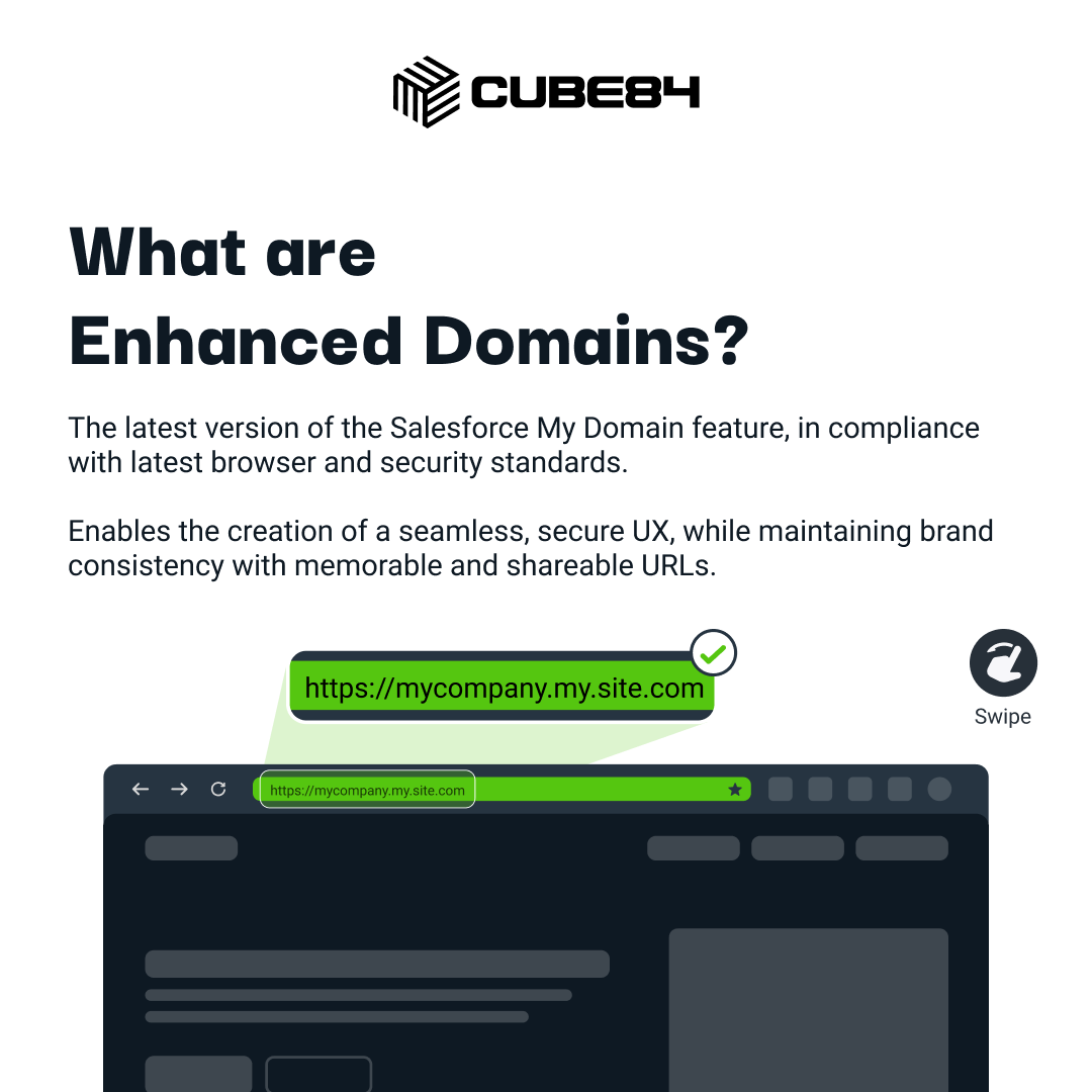 cube84inc's tweet photo. You might have heard a lot of buzz around Salesforce's #EnhancedDomain these last few months. So what exactly are enhanced domains and what should you do about it?

We've put together a primer to answer some important questions.

#Salesforce #CUBE84 #CRM https://t.co/OyOgGvg2ym