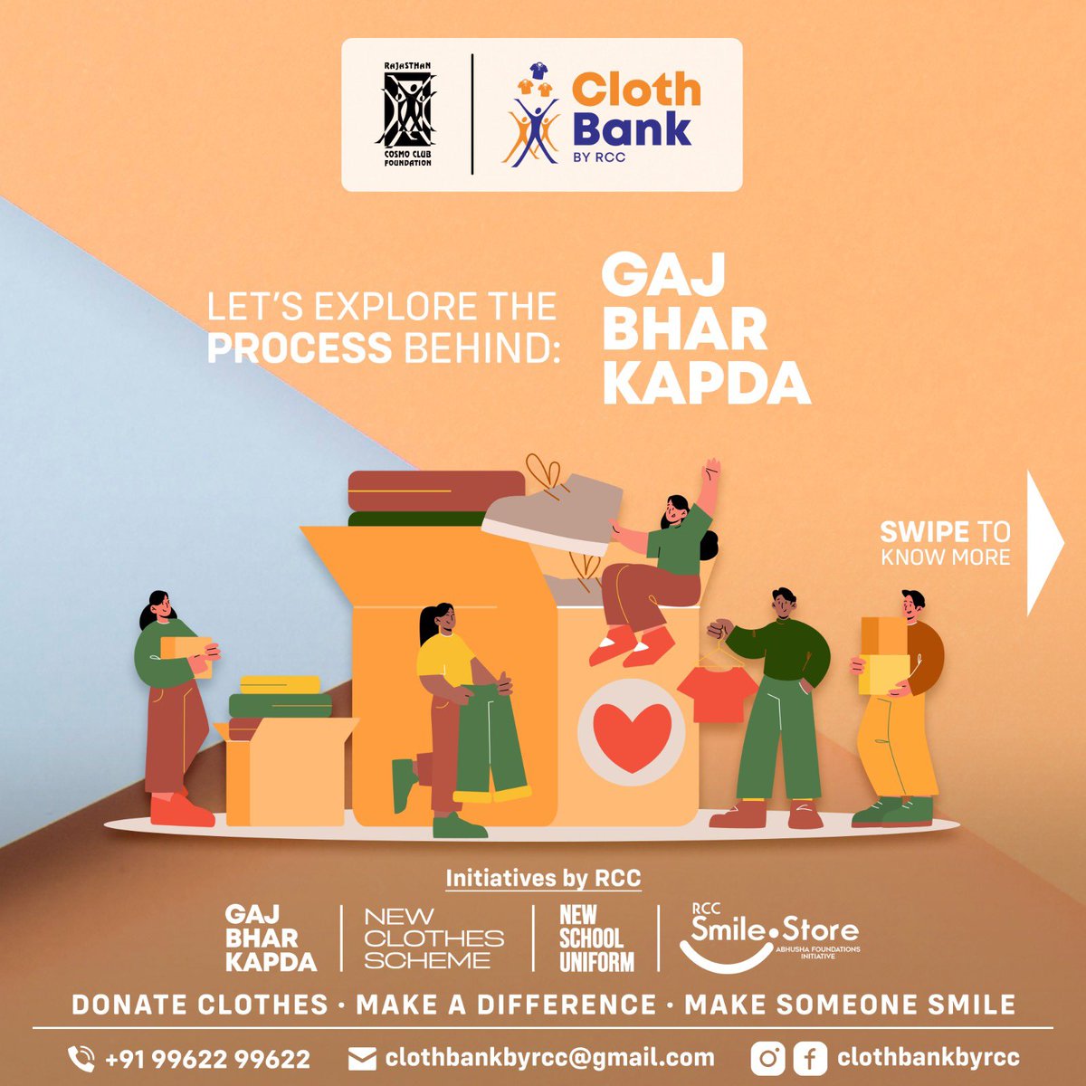 ClothBankbyRCC's tweet photo. The Gaj Bhar Kadpa initiative promotes sustainability and reduces waste by extending the lifespan of clothing items. It encourages people to donate their gently used clothes instead of discarding them. https://t.co/EbBkGAX95D