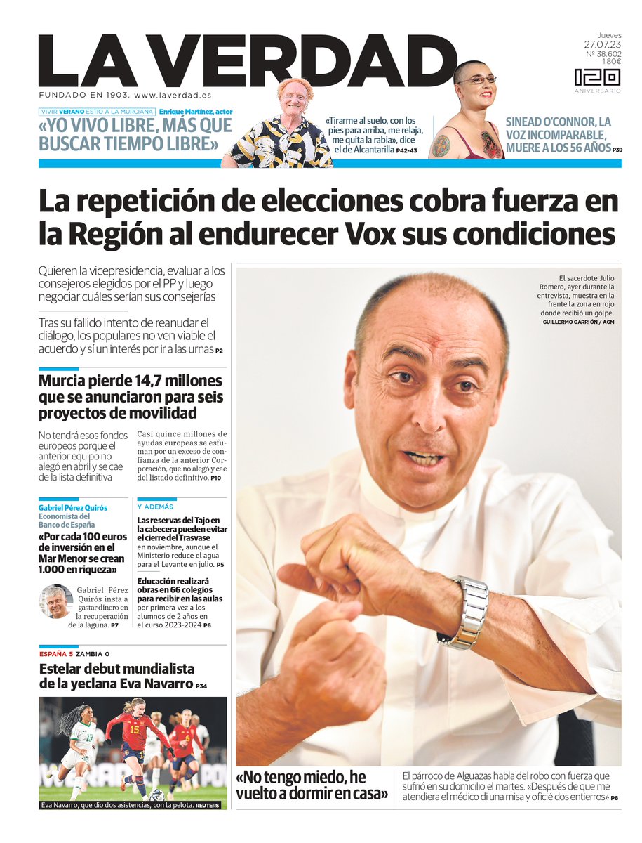 laverdad_es's tweet photo. ¡Buenos días! 📰 Estas son las portadas de hoy en nuestras ediciones impresas de #Murcia y #Cartagena 📲 Toda la información en https://t.co/NCUc8toVPm https://t.co/Du7xD48zm4