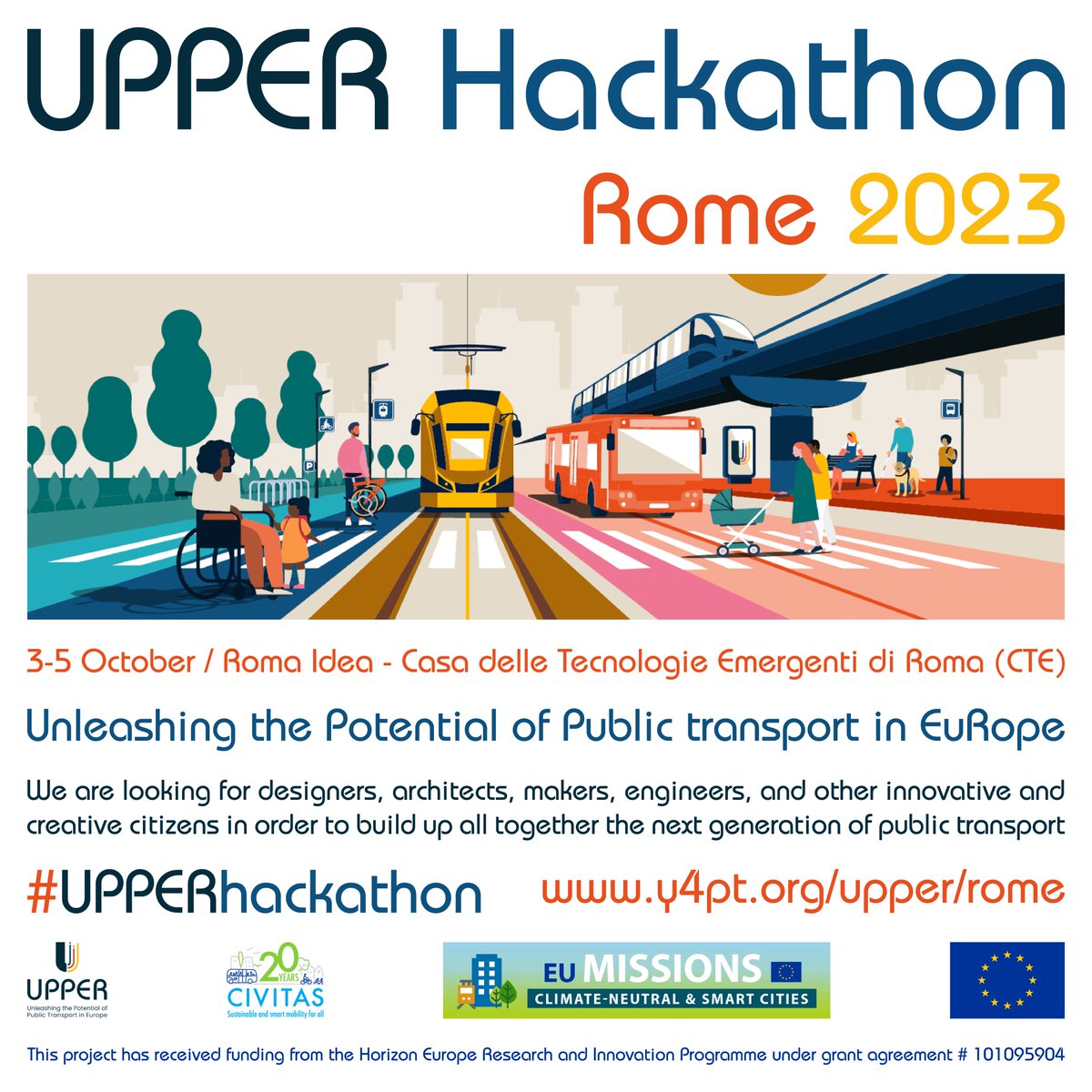 Y4PT's tweet photo. ⚠️ Call for 🇪🇺 #UPPERhackathon #Y4PThackathon is open!
💡 Building up all together the next generation of #PublicTransport
🗓️ 3-5 October 2023
📌 #Rome #Lazio #Italy #Europe 🇮🇹
🏆 Trip: #UITP2025 #Hamburg #Germany 🇩🇪
👉 Register now: https://t.co/EewCPR4LpH
🚀 #Hackathon https://t.co/dCLuJeB5z2