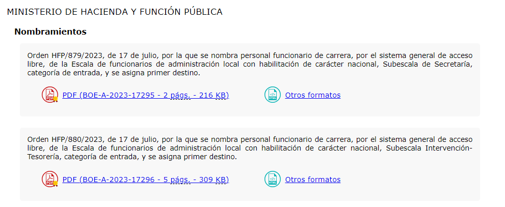 beatrizmorenose's tweet photo. Nombramientos de personal funcionario de carrera, por el sistema general de acceso libre, de la Escala de #FHCN, Subescala de Secretaría e Intervención, categoría de entrada, y asignación de primer destino.
https://t.co/1UU29hA2l1 https://t.co/uNRIB0zYNa