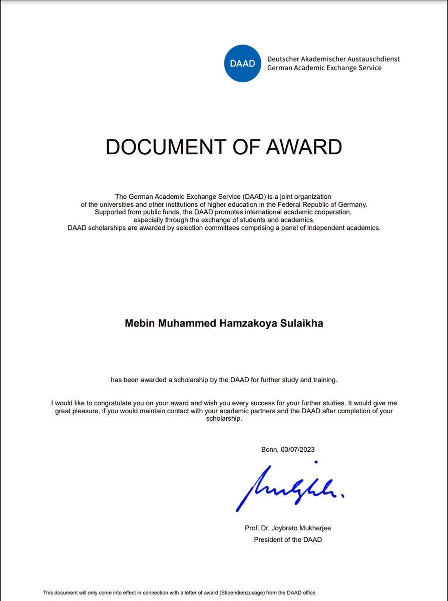 MebinMuhammed's tweet photo. Thrilled for the prestigious DAAD(KOSPIE) scholarship! 🙌 Heading to RWTH Aachen University from IIT Ropar. 🚀 Cross-cultural experience bridging India and Germany. Grateful to DAAD and IIT Ropar for support. 🙏 Join my journey! 🌟 @DAADIndia @iitrpr @RWTH #StudentExchange https://t.co/D7Z5RjbzW5