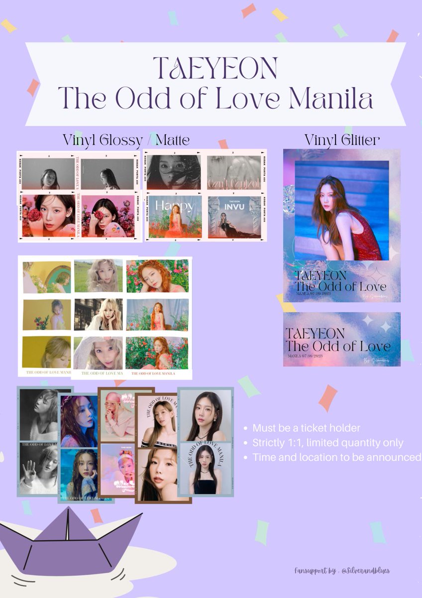 #TheODDofLOVEinManila fan support with @wewonyounggg Mechanics: ⭐️ LIKE and RT (SC as proof) ⭐️ Strictly 1:1, limited quantity ⭐️ Open for trades ⭐️ Time and Location: TBA #TheODDOfLOVE #TAEYEON_TheODDOfLOVE_in_Manila