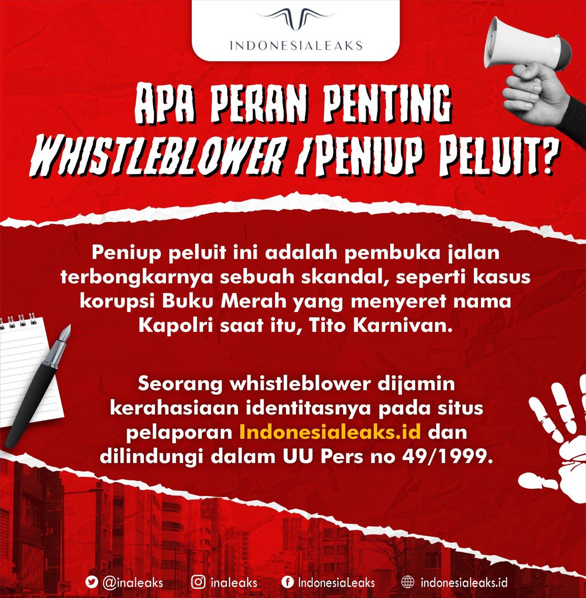 inaleaks's tweet image. Akhir2 ini byk pejabat jd tersangka dan terduga #korupsi. Seperti kasus #basarnas korupsi pengadaan alat. Pd bbrp kasus korupsi, terbongkar karena peran peniup peluit atau #whistleblowers