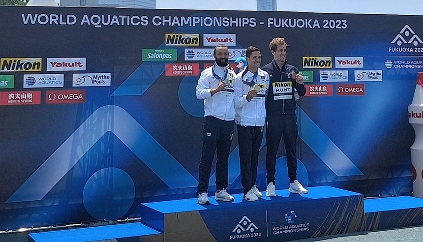 Epoca de aur a săriturilor în apă: Constantin Popovici și Cătălin Preda cuceresc aurul și argintul la campionatele mondiale de la Fukuoka. Foto: Tw/@europapress_ro