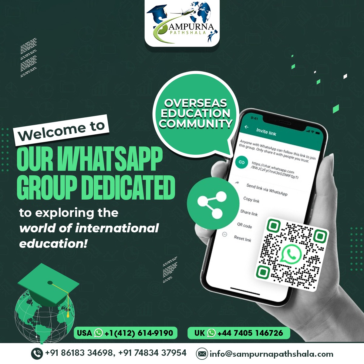Hello Everyone!
Welcome to our WhatsApp group dedicated to exploring the world of international education! 🌟

This community is created to assist and support all aspiring students seeking to pursue their dreams of studying abroad.