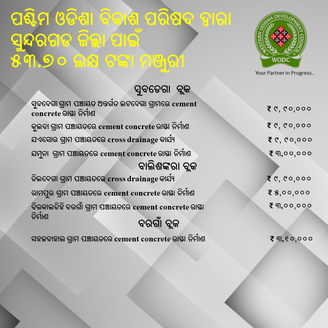 chairmanwodc's tweet photo. #WODCYourPartnerInProgress #WesternOdishaDevelopmentCouncil #InfrastructureDevelopment #Sundargarh https://t.co/w8M0iWvDW2