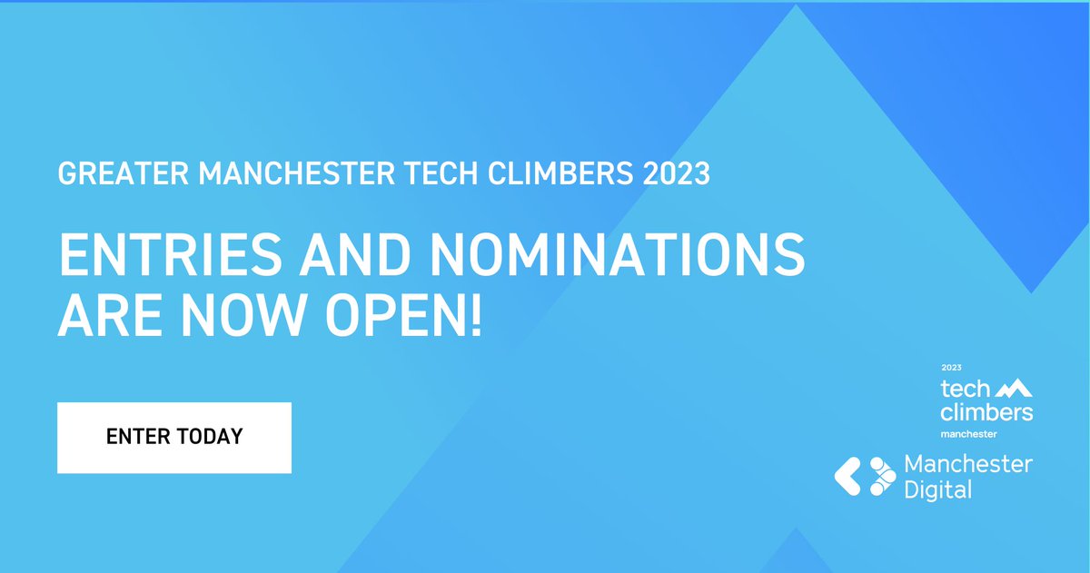 Entries &amp; nominations for Greater Manchester Tech Climbers are officially open! 

<a href="/techclimbersuk/">Tech Climbers</a> is looking for the best product-led tech start-ups across the county. Is this you? You’ll be published &amp; recognised in their regional list. 

Enter today ⬇️ 
buff.ly/3Q5ynpY