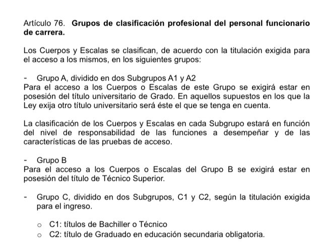 Aquí tenemos el famoso artículo que nos mantiene en el grupo A2. 

Yo tengo claro que las #enfermeras merecemos una reclasificación.

#EnfermeríaDigna
#EnfermeríaUnida