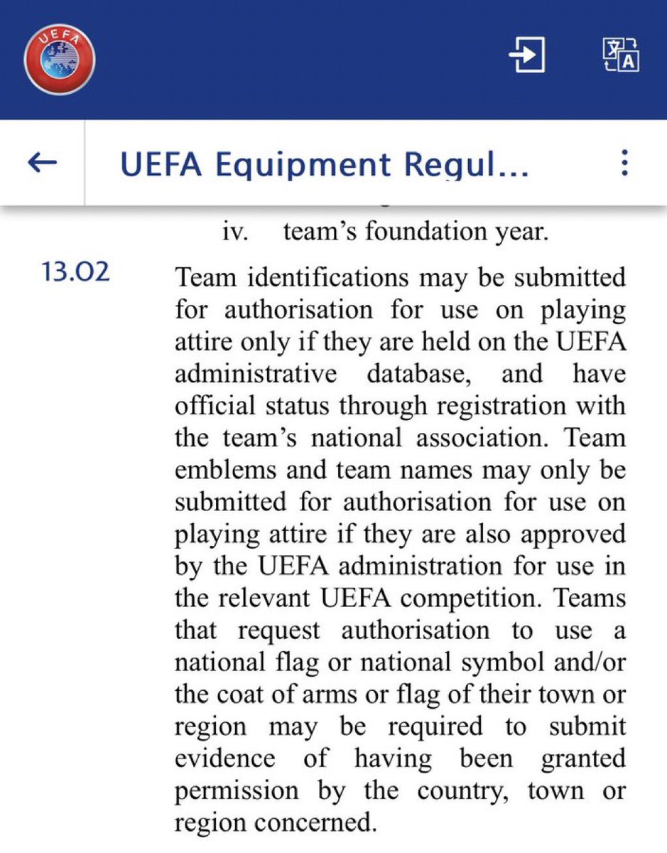 Kural belli. Talimatları uygulamanı bekliyoruz. #UEFAcheckFBemblem