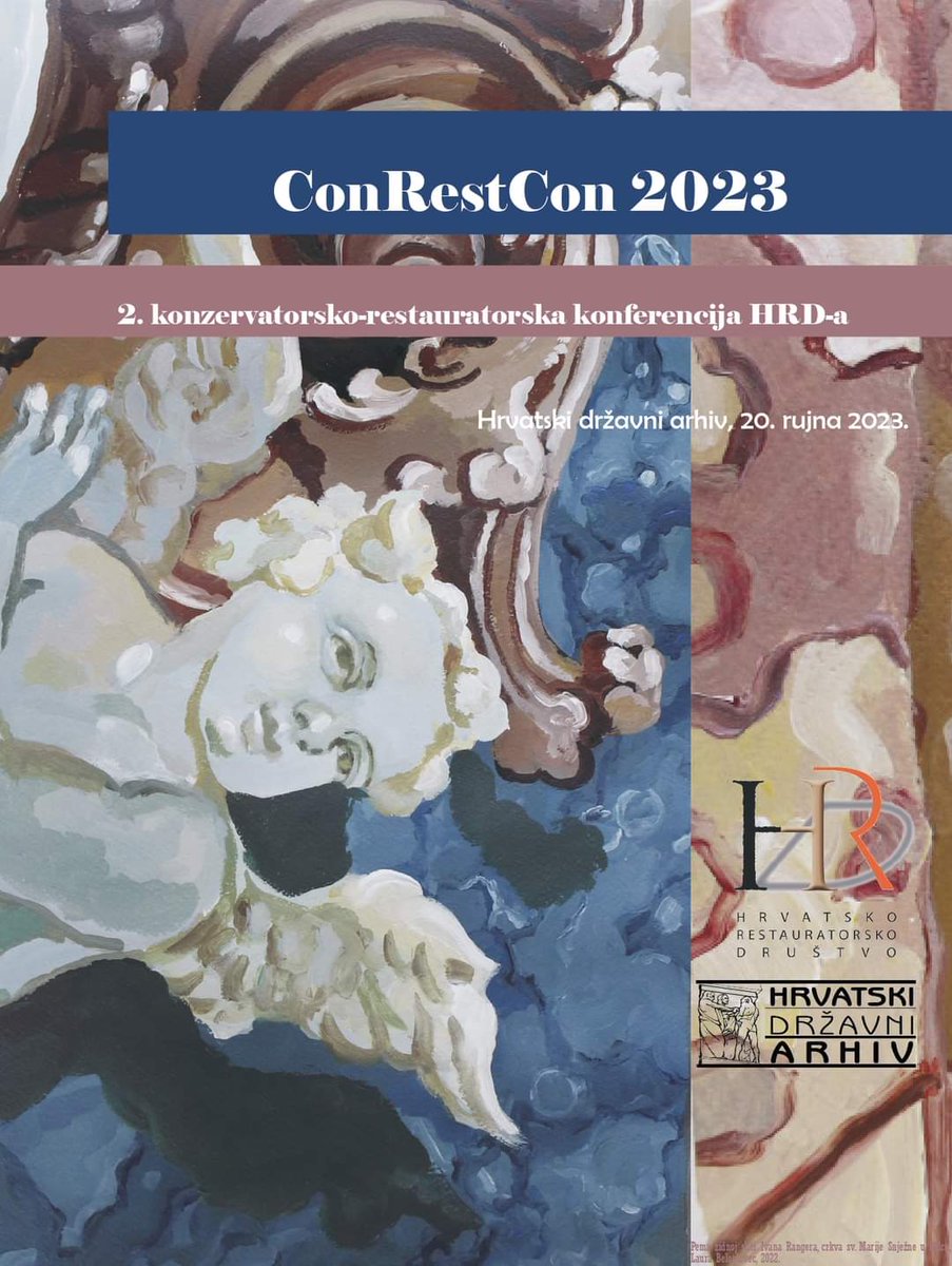 CroConservation's tweet image. Hrvatsko restauratorsko društvo ima čast pozvati vas na 2. konzervatorsko-restauratorsku konferenciju ConRestCon 2023. koja će se održati 20. rujna 2023. godine. Sve informacije na: h-r-d.hr/poziv-na-2-kon…