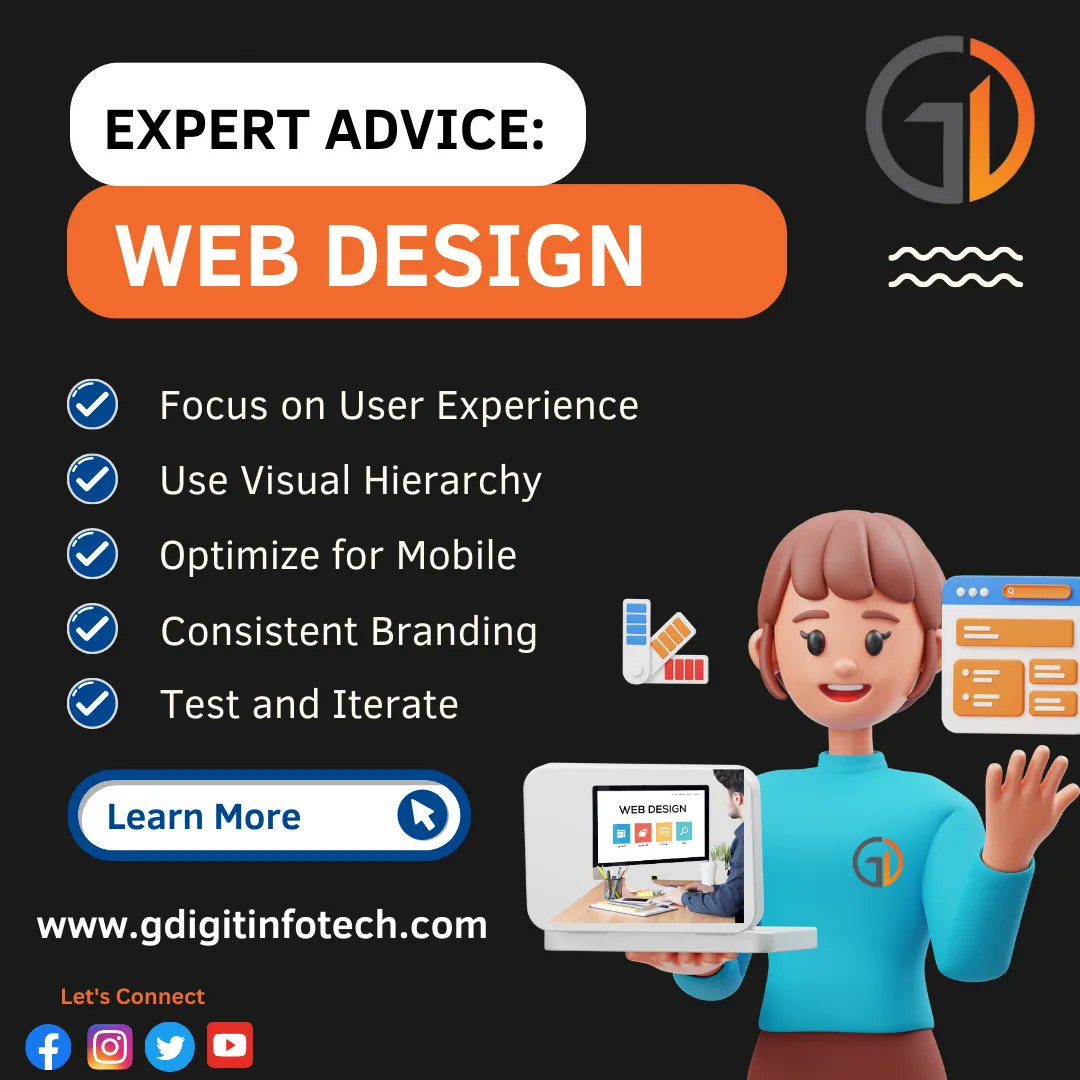gdigitinfotech's tweet image. Looking to improve your website&apos;s design? Here&apos;s a pro tip from our experts at G Digit Infotech: [Web Design Tip]. Implementing this simple technique can make a big difference in user experience.

Contact us! 🚀

✉️ admin@gdigitinfotech.com
📞 73910 81988

#WebDesignTip 💡🎨