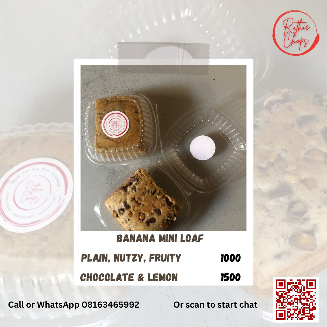 Our mini loafs are delicious, pocket Friendly and in a to-go package.
Our varieties has no sugar, except specified by you.

Definitely the best healthy Banana bread in Abuja.
#miniloafs #healthyeating #lunchtime #officefriendly #bananabread #delicious #pocketfriendly #sugarfree