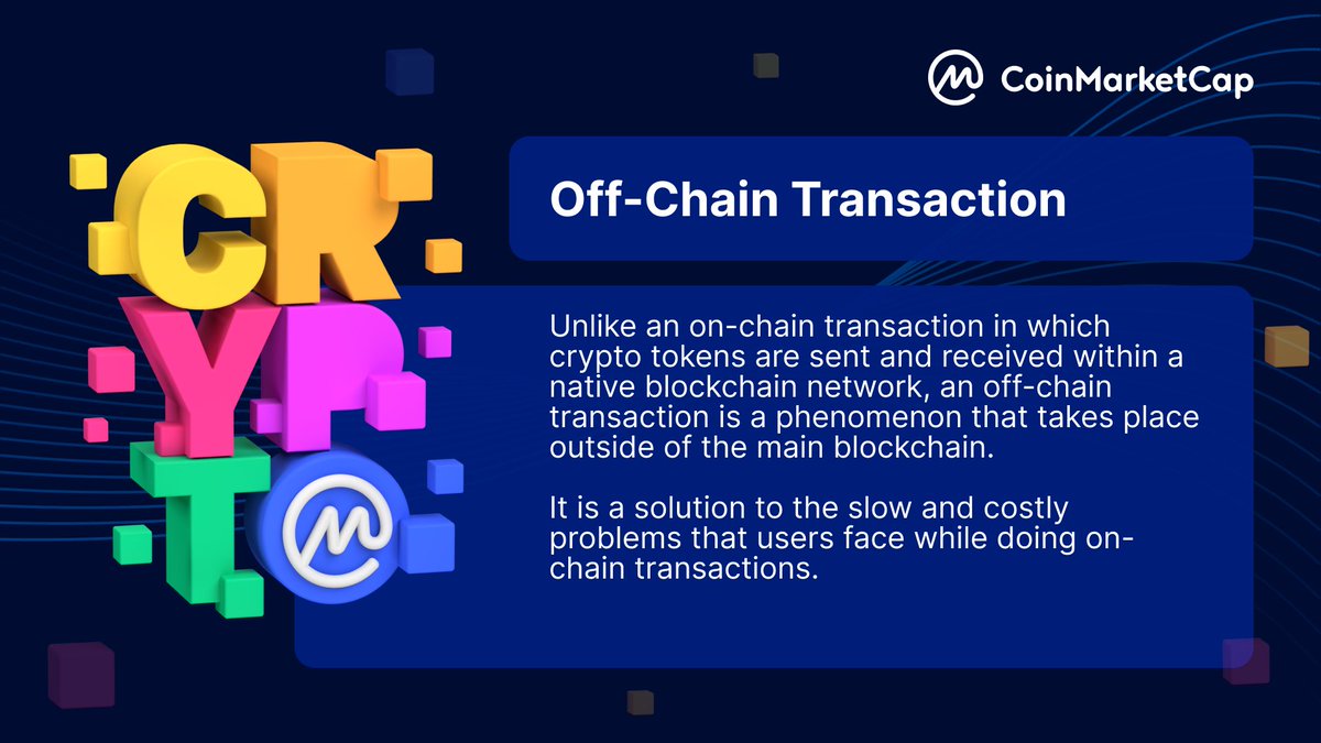 CMCGlossary: Off-Chain Transaction ✨ An off-chain transaction is defined as  a second-layer protocol where the transactions occur on a network and move  value outside of the #blockchain. 👉 Details: https://t.co/hcJ7CtdEca