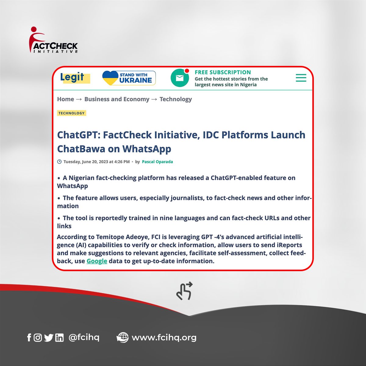 Factcheck FactCheck Initiative (FCI) (@fcihq) / Posts / X