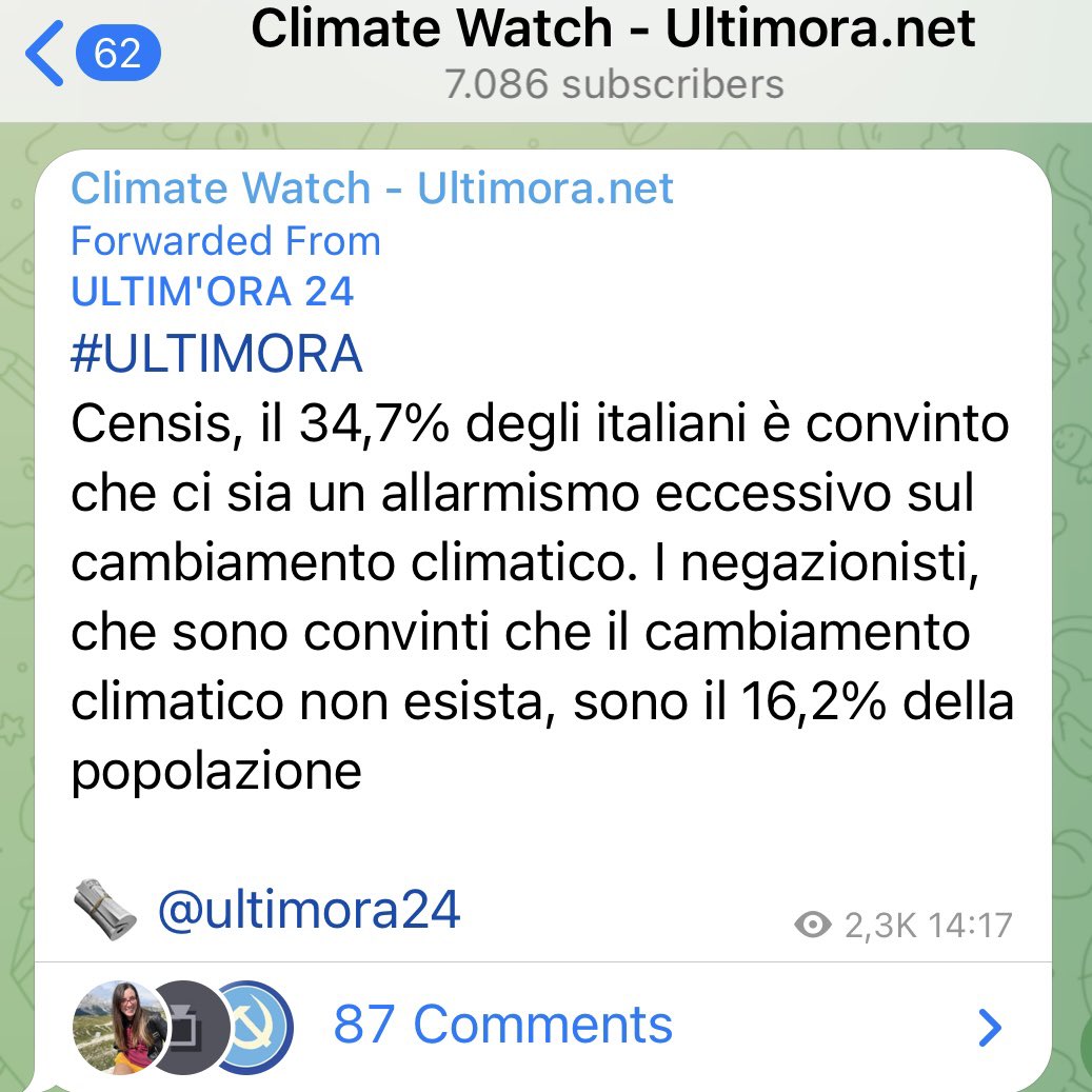 profeti_91's tweet photo. “… e il 25,5% ritiene che l'alluvione di quest'anno sia la risposta più efficace a chi sostiene che si sta progressivamente andando verso la desertificazione.”

https://t.co/4hRMxzxO8A

No ma tutto bene.

#climatechange https://t.co/gmvNRfRMSs