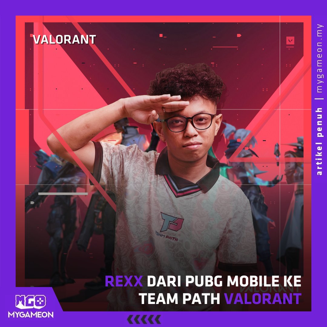 mygameondotmy's tweet photo. Rexx dari PUBG Mobile kini ke VALORANT bersama pasukan @teampath_gg.
Antara pencapaian terbaik @r6xxy ketika bermain PUBGM adalah Juara PMPL MYSG Musim-2 bersama Team Secret dan dia pernah bermain untuk RSG Malaysia selama hampir dua tahun.
#PUBGM #VALORANT #MyGameOn https://t.co/NjRHb23mc2