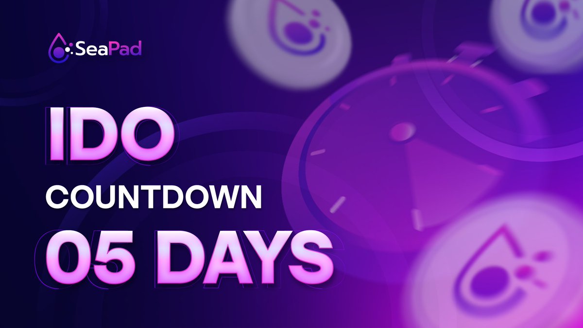 📢📢Only 5 days to go!  As we approach this much-awaited event, he anticipation is mounting.  
In just a matter of days, on 31st July, unlocking the doors and welcoming the new community to take part in this groundbreaking opportunity. 
#SeaPad #IDO #Private <a href="/Poolz__/">Poolz Finance</a>  <a href="/binance/">Binance</a>