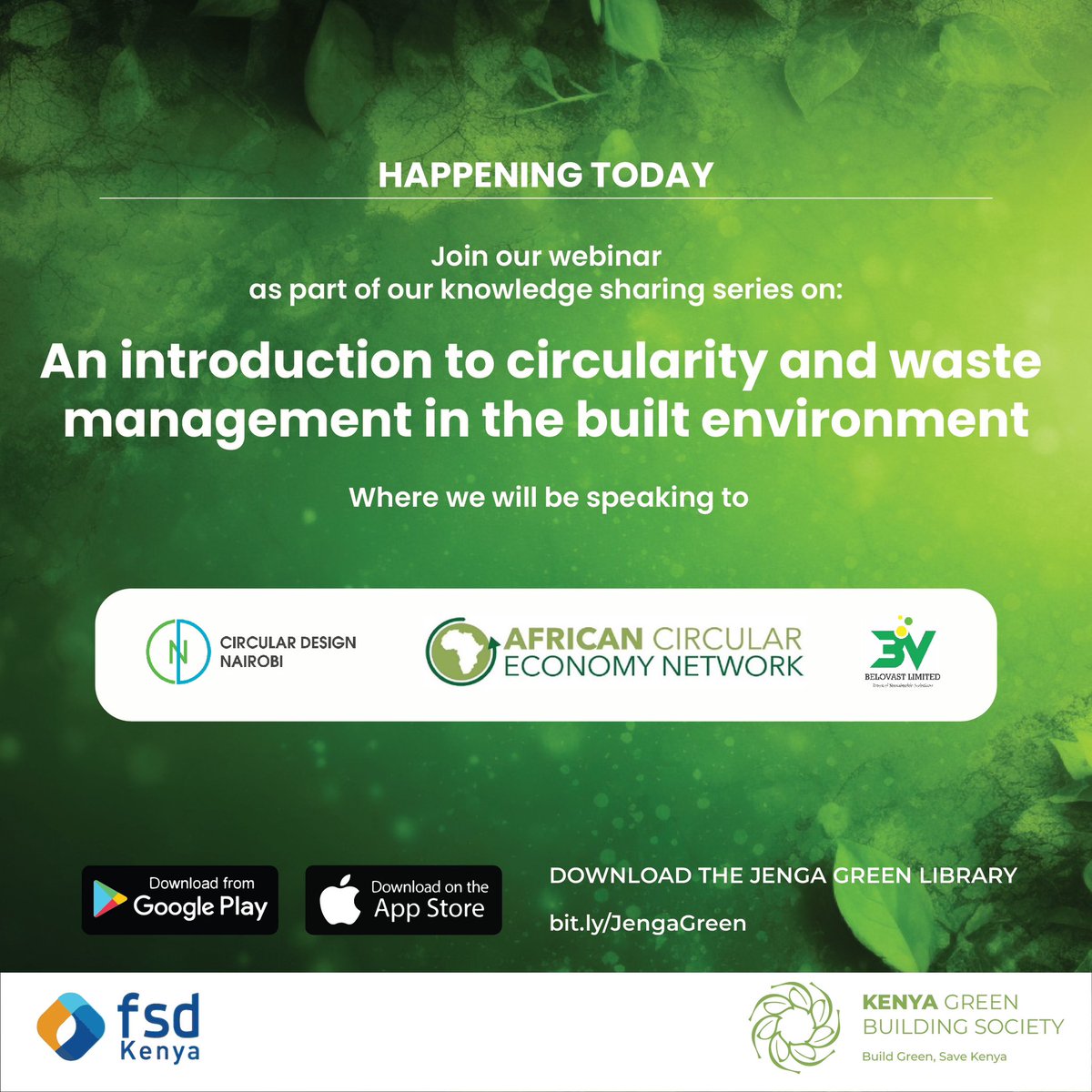 📢Happening today!!

🌍 𝐁𝐮𝐢𝐥𝐝𝐢𝐧𝐠 𝐚 𝐆𝐫𝐞𝐞𝐧𝐞𝐫 𝐅𝐮𝐭𝐮𝐫𝐞: 𝐄𝐱𝐩𝐥𝐨𝐫𝐢𝐧𝐠 𝐂𝐢𝐫𝐜𝐮𝐥𝐚𝐫𝐢𝐭𝐲 &amp; 𝐖𝐚𝐬𝐭𝐞 𝐌𝐚𝐧𝐚𝐠𝐞𝐦𝐞𝐧𝐭 𝐢𝐧 𝐭𝐡𝐞 𝐁𝐮𝐢𝐥𝐭 𝐄𝐧𝐯𝐢𝐫𝐨𝐧𝐦𝐞𝐧𝐭 🏗️

⏱️Time: 14:00 to 15:00pm (EAT)

🔗See you there >> events.teams.microsoft.com/event/056df8e8…