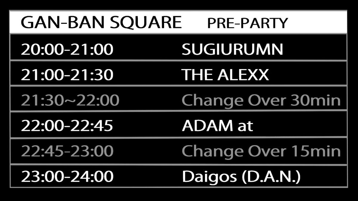 ganban_fujirock's tweet photo. 🔴GAN-BAN SQUARE🔴
supported by COCALERO(@COCALEROJP)
#フジロック #FUJIROCK
7/27前夜祭《TIMETABLE》発表🕺🔥
keep on dancing!!!
#SUGIURUMN
#THEALEXX
#ADAMat
#Daigos #dantokyo https://t.co/BkR84l7OJV