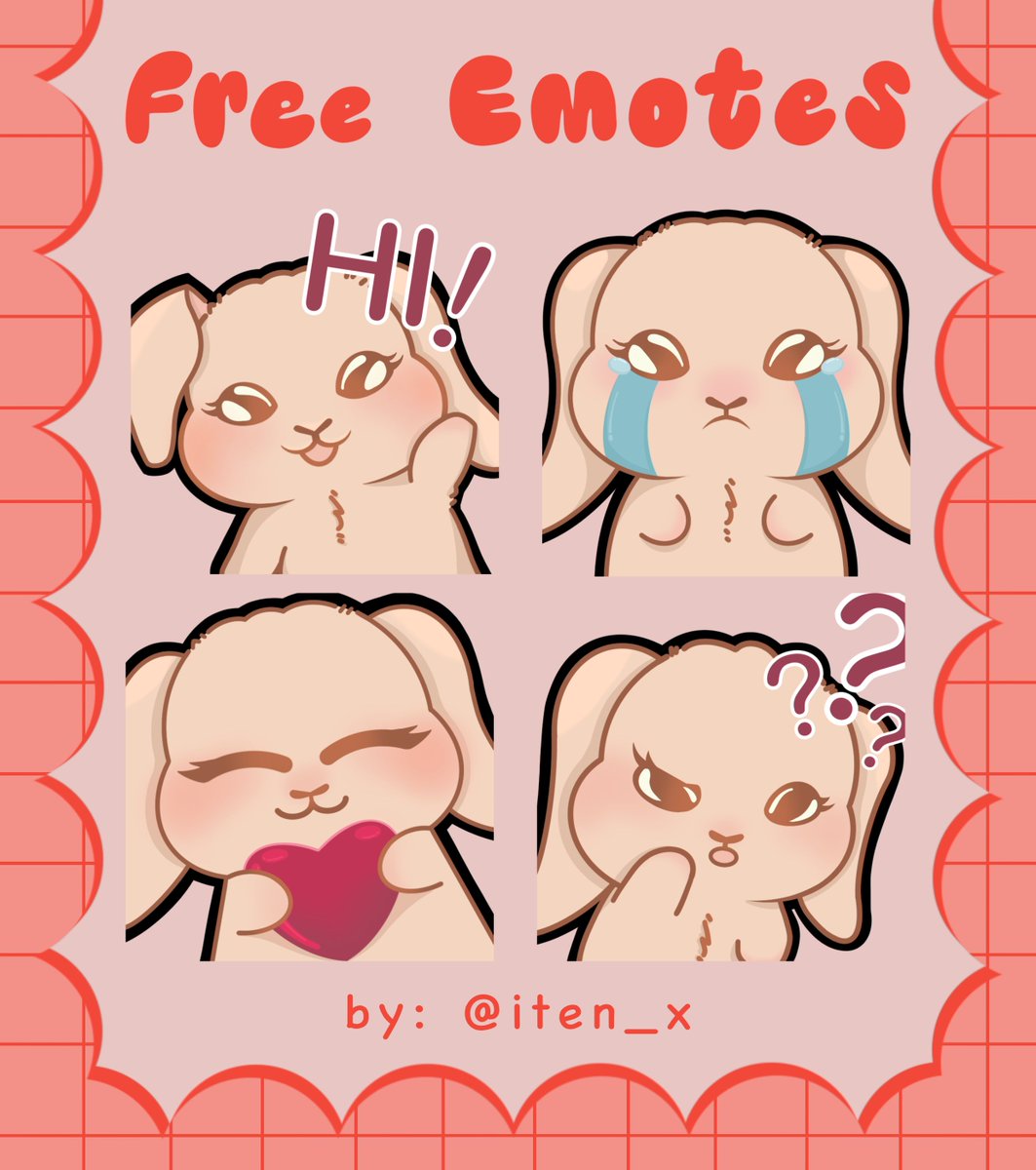 iten_x's tweet photo. I'm giving away free bunny emotes !!
Just visit my kofi page, head over to shop and get all four emotes from the link ❤ 

https://t.co/LhxSytWRMF
tips/donations are optional https://t.co/ZJOnBpqT71