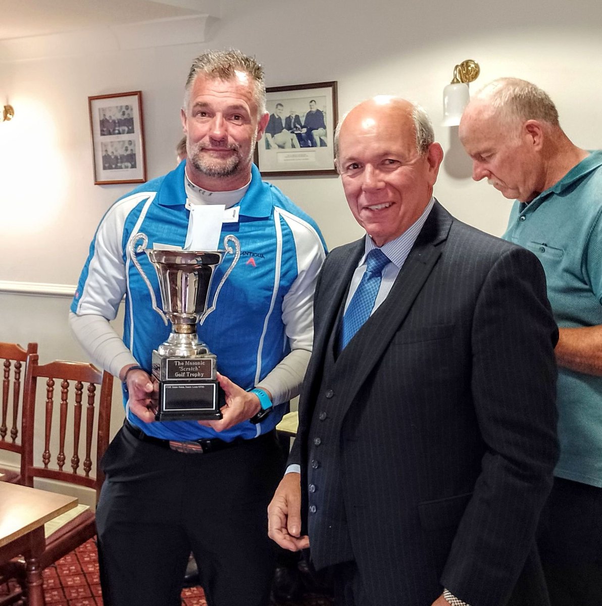 ProvinceofCandW's tweet photo. It was the Provincial golf tournament this last week held at Appleby golf course.Stuart Webb, of Underley Lodge won the day and they donated an amazing £2K to the festival. Our DPGM, Bill Morley was presented the winning trophy and happily received the donation for the festival https://t.co/ULzAiC7Pna