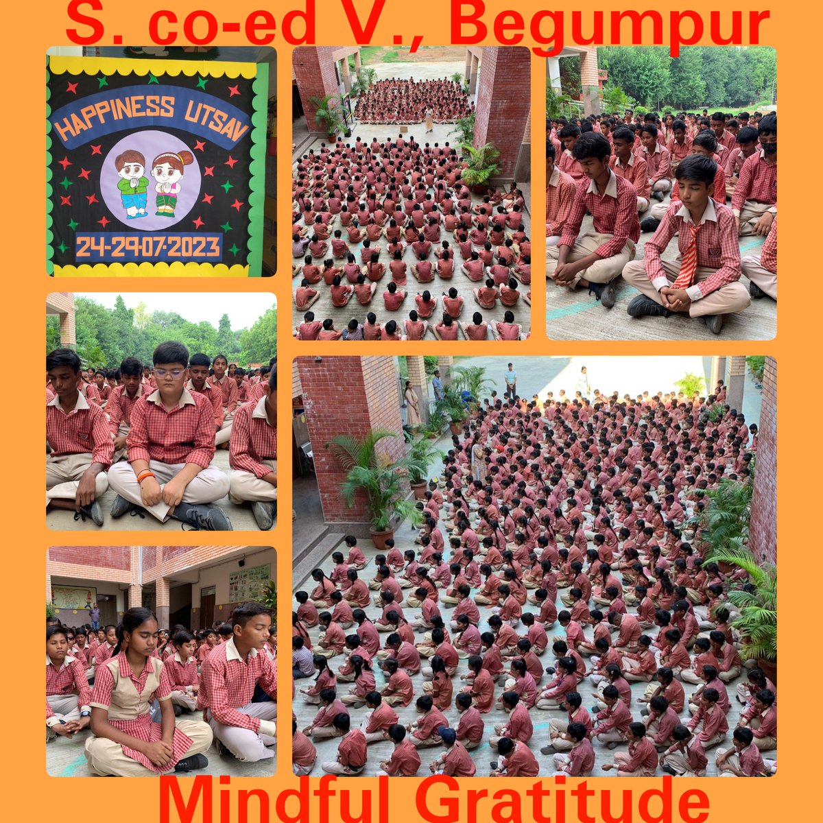 "Always have an attitude of Gratitude "....Students practising Mindful Gratitude during fourth day of Happiness Utsav #happinessutsav #mindfulness