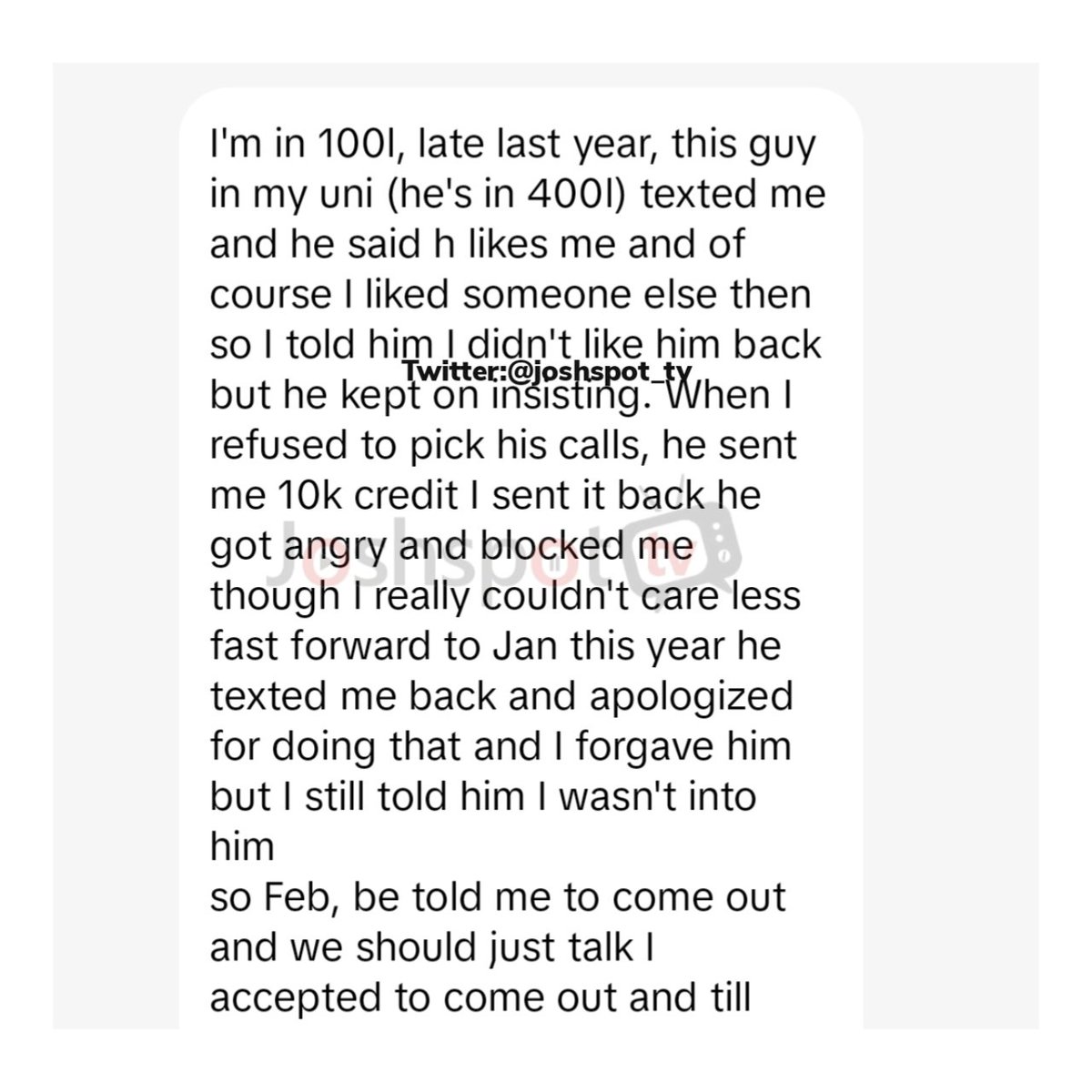 joshspot_tv's tweet photo. "He asked me out, I rejected. Then invited me over and raped me mercilessly"

Full story👇 https://t.co/gSFwoX4kc5