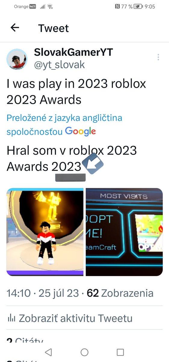 yt_slovak's tweet photo. @aaronwjp Its mystake on typing        i was play in 2023 roblox 2020 Awards https://t.co/KMHM2CV20Y