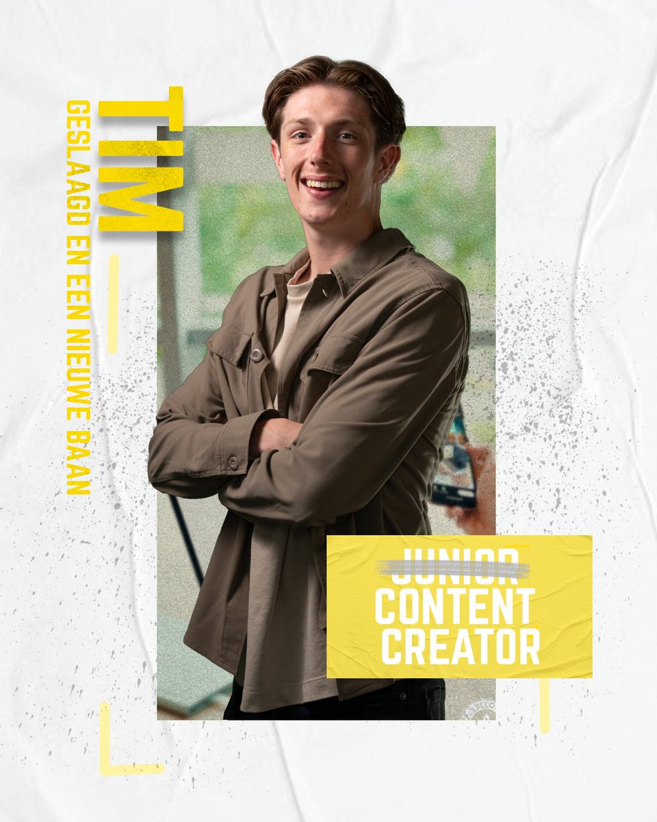 🆕 𝗧𝗘𝗔𝗠𝗠𝗘𝗠𝗕𝗘𝗥

Gefeliciteerd met je diploma en je nieuwe baan. Welkom bij het team, Tim³!
#contentcreator #afgestudeerd #werkenbijYJ