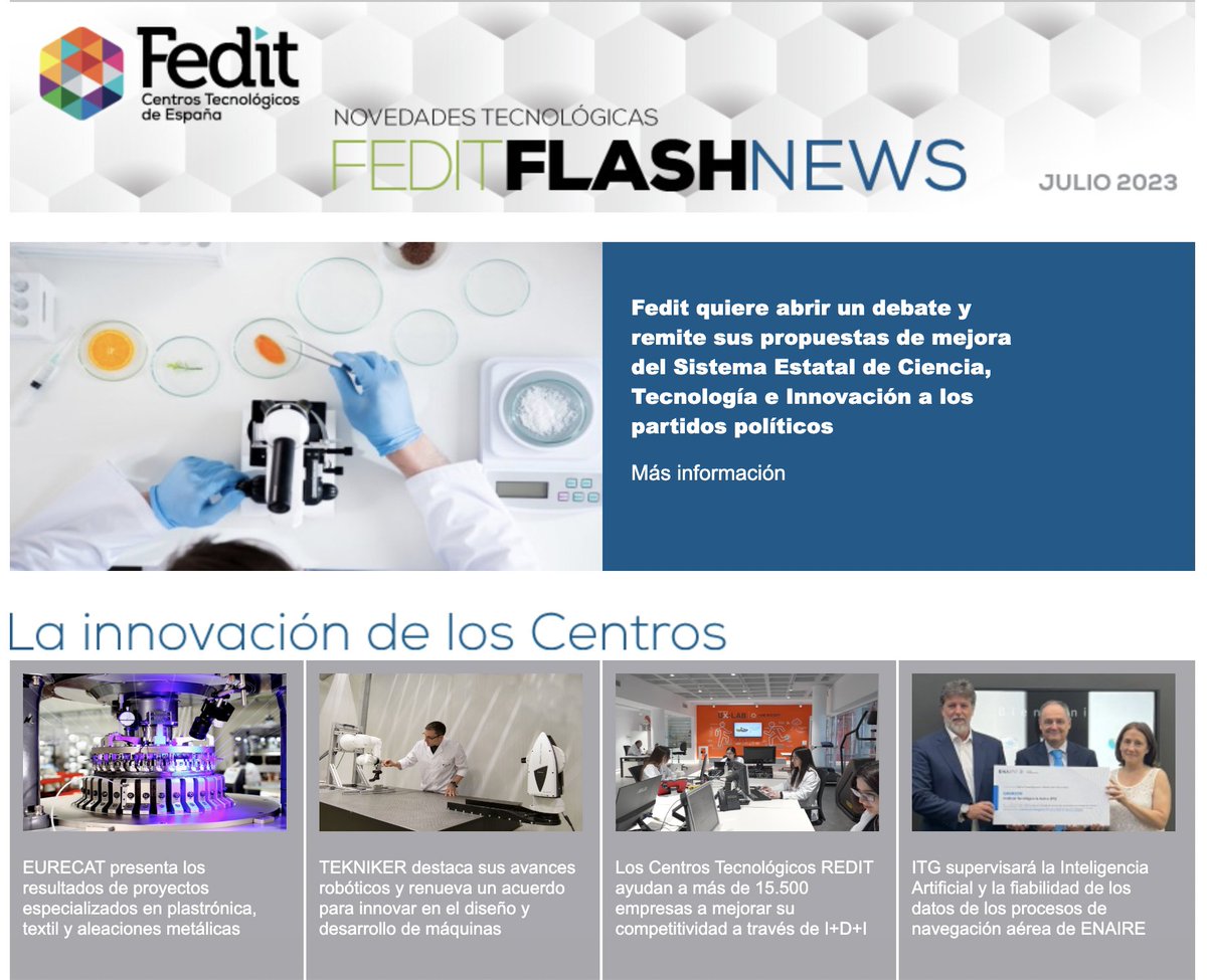 Fedit's tweet photo. ¡Toda la #información de los #CentrosTecnológicos a un clic!
Ya está disponible la #FeditFlashNews de julio:
➡️ https://t.co/9OyyWooEjx
#NewsletterJulio2023 #FeditFlashNewsJulio2023 https://t.co/Ll3B7wKhAQ
