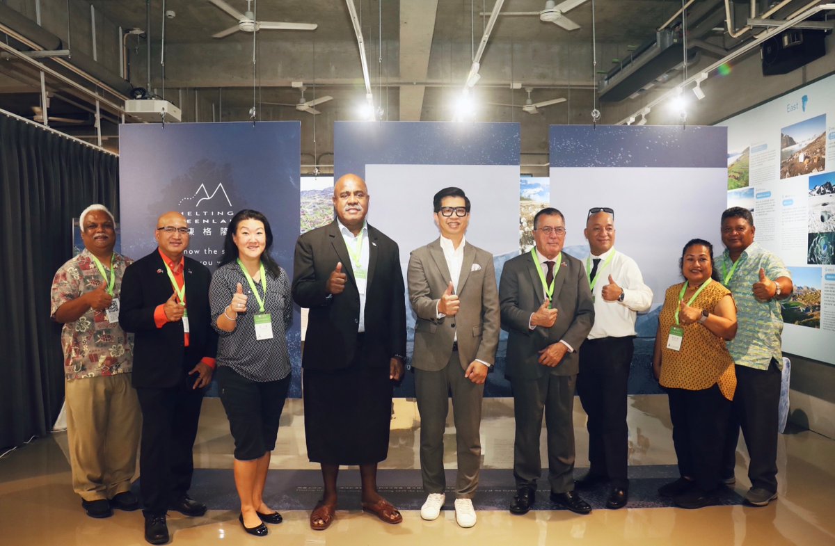 OrightOfficial's tweet photo. Palau, Marshall Islands &amp; Fiji delegates witnessed alarming Arctic changes in #MeltingGreenland, raising awareness on urgent Arctic ice melting. 

Our aspiration: Ensure a sustainable home for future generations amidst undeniable climate change. https://t.co/sMYGSALnRo