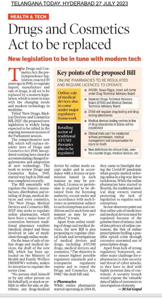 The new act is unfortunately not in tune with modern tech at all, it needs to be formulated with more thought - to protect small manufacturers &amp; traders - the back bone of the medical devices supply chain in India!
<a href="/PMOIndia/">PMO India</a> <a href="/mansukhmandviya/">Dr Mansukh Mandaviya</a> <a href="/PiyushGoyal/">Piyush Goyal</a> <a href="/MiIAiMeD/">AiMeD</a>