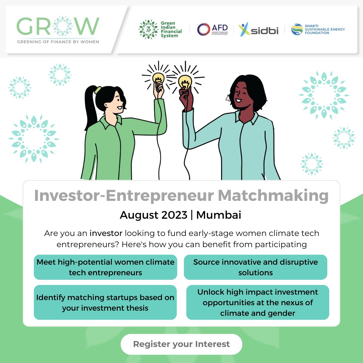Calling all investors, accelerators, and incubators working in climate!

The #GroWNetwork is looking for investors interested to connect with women-founded businesses focused on technology-enabled climate solutions.

Register here to participate: https://t.co/noc2DsjpfC https://t.co/lAYDNXqUof