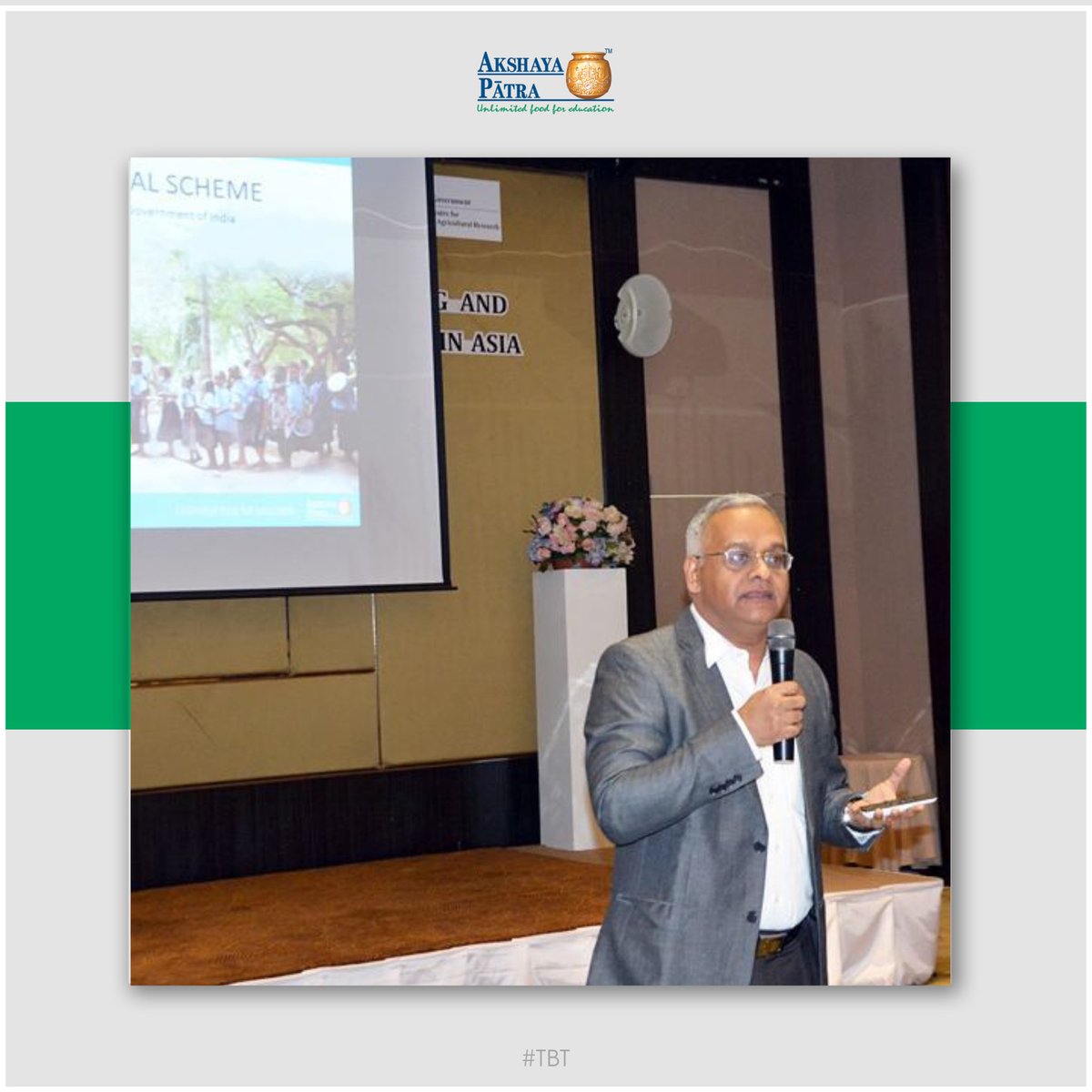 AkshayaPatra's tweet photo. #ThrowbackThursday to the day when our CEO, Shridhar Venkat, participated in the Food and Agriculture Organization of the United Nations (FAO) Regional Initiative on the #ZeroHungerChallenge in Bangkok, Thailand.

He discussed India's food security policies and the Mid-Day Meal Scheme. His insights highlighted our unwavering commitment to eradicating hunger and fostering education.

Join us as we reflect on this significant moment and continue our relentless pursuit of a world with #ZeroClassroomHunger.

#AkshayaPatra #FAO #ZeroHunger #EducationForAll #Nutrition #NutritionFirst