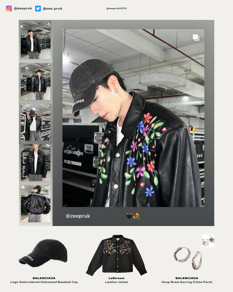 zeeprukOOTD's tweet photo. [ #ZeePrukOOTD ]

@zee_pruk

✨หล่อ
✨หล่อมาก
✨หล่อที่สุด
✨หล่อไม่แบ่งใคร
✨หล่อไม่หาร

#balenciaga 
🧢Logo-Embroidered Distressed Baseball Cap
✨Hoop Brass Earring(Cities Paris Earring)

#LeStream
👕Leather Jacket

📸 IG zeepruk

#ZeePruk
#Zunshine https://t.co/rcERX1uXl4