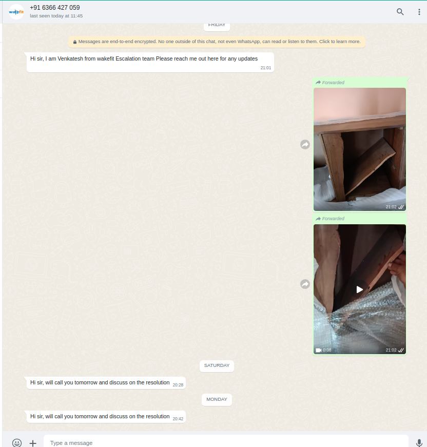 dalmia_abhi's tweet photo. @WakefitCo Ordered furniture on 15th July from the store. Salesperson sold it by saying its sheesham wood. Got the delivery of a completely broken sideboard which is not sheesham at all. Customer Service has been completely useless, no one has even picked it up from my home. https://t.co/EKz1rPIb9j