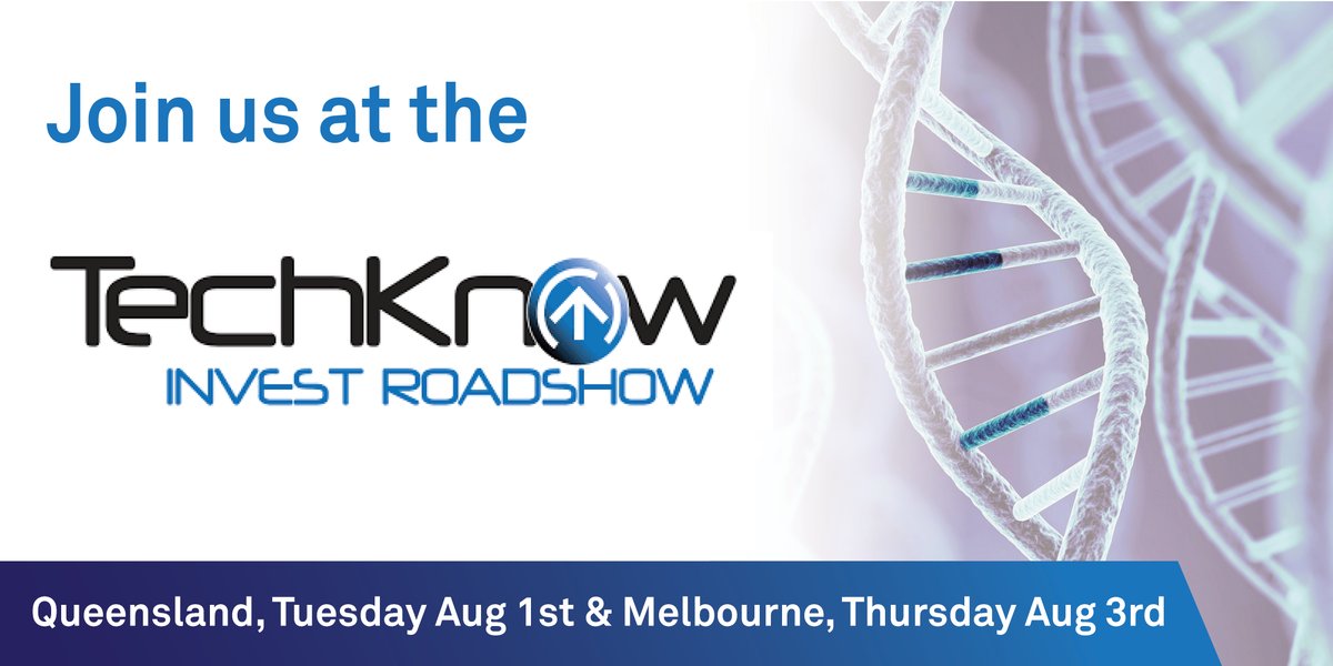 GeneticSig's tweet image. We are excited to be participating in Australia’s TechKnow Invest Roadshow. The event will be in Queensland on Tuesday August 1st, and in Melbourne on Thursday August 3rd. To register for the event, click here: hubs.li/Q01Z4FRQ0 #ASX #GSS @VEvents_RIU #TechKnow
