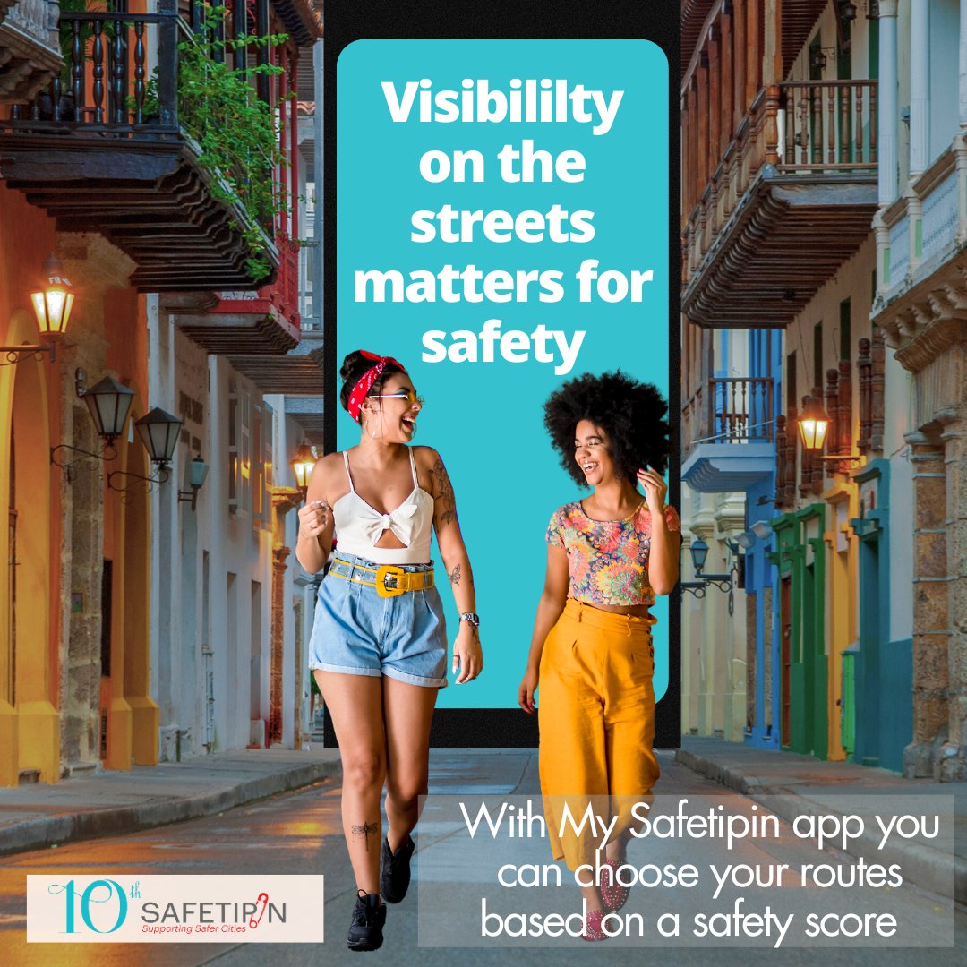 safetipin_'s tweet photo. #9safetychecks: No.3 #visibility- Streets with shops, #cafes, street vendors etc. are perceived to be safer by #women as they are visible to others. Make safer decisions while navigating the city with the My Safetipin app. Download now. https://t.co/SrdUewtn3a