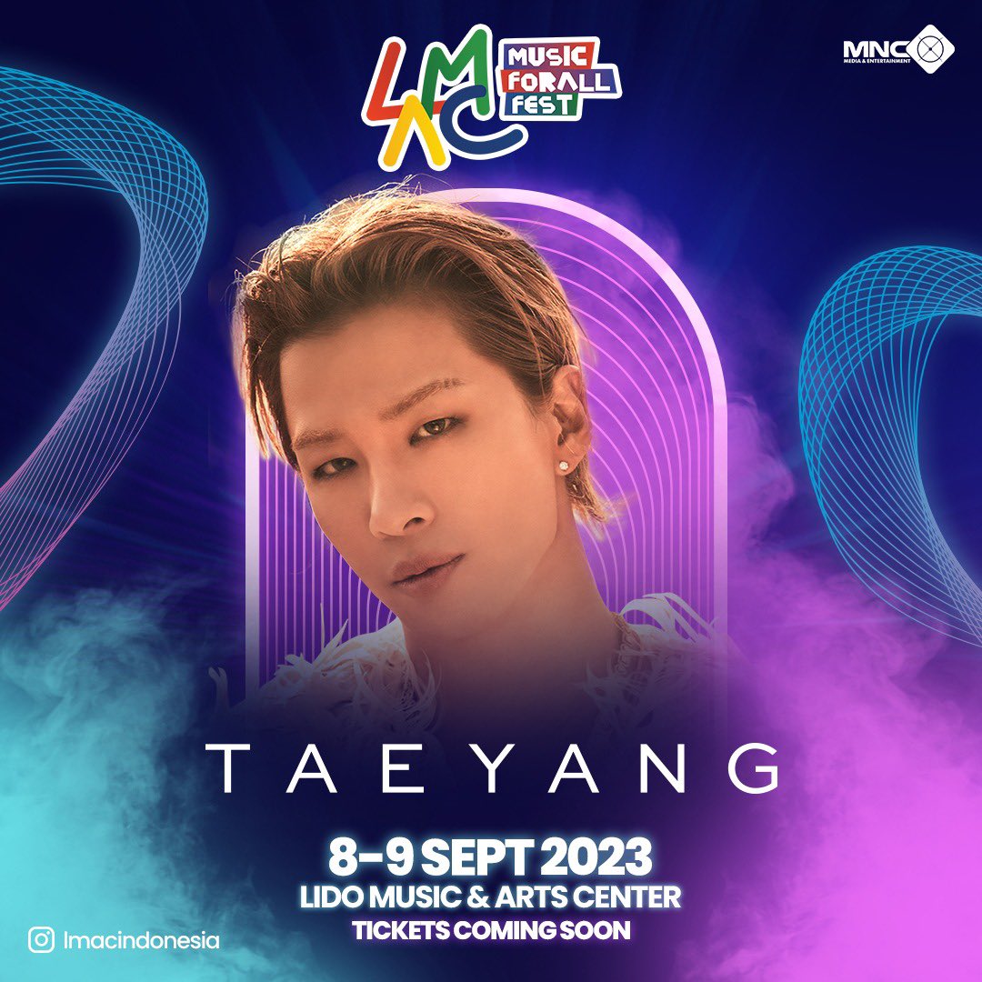 OfficialRCTI's tweet photo. MNC Media & Entertainment proudly announce, The biggest music festival, LMAC MUSICFORALL FEST

Here is the entire line up from Day 1 & Day 2 of LMAC MUSICFORALL FEST 2023

Please welcome and make a round of applause for @Realtaeyang , @TheRose_0803 , @Apink_2011 , @5ecretNumber 

And last but not least, shoutout to pride of our nation @rizky_febian, @Mahalinidisini , @fourtwntymusic , 
@diphabarus , @GIGI_Band , @maliqmusic , @WEIRDGENIUS_ 

Get ready to be part of LMAC MUSICFORALL FEST & don’t forget to join the hype of #LMACMUSICFORALLFEST2023 

Stay tuned for the ticket info @lmacindonesia, it’s going to be lit! 

#LidoMusicAndArtsCenter #KEKMNCLidoCity #LMACMUSICFORALLFEST2023 #Kpop #Festival #Musicfestival #Konser #Taeyang #TheRose #SecretNumber  #Apink #GIGI #Maliqdessentials #Fourtwnty #Weirdgenius #Diphabarus #RizkyFebian #Mahalini