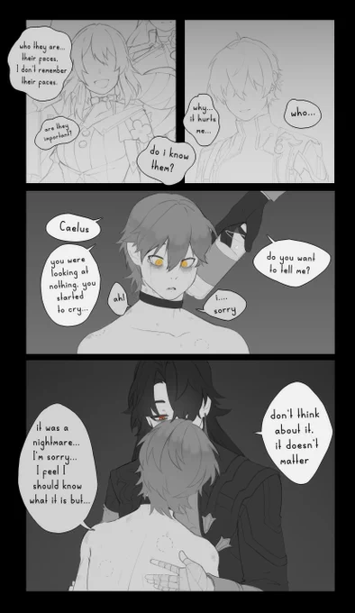 Day 4 - Mindbreak 

"I feel like...these people are important to me...if they are important why can't I remember their faces?"

#CaelusShipWeek2023  #bladecae 