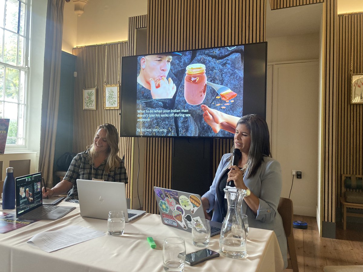 The final session of Day 1: Indigenous Erotics by the iconic Savage Bear ft. the best slides of the conference, &amp; a special appearance from <a href="/AstridaNeimanis/">Astrida Neimanis</a> reflecting on Toxic Love, expertly chaired by my co-host <a href="/ACamp_Bell/">Dr Alex Campbell</a> 🔥