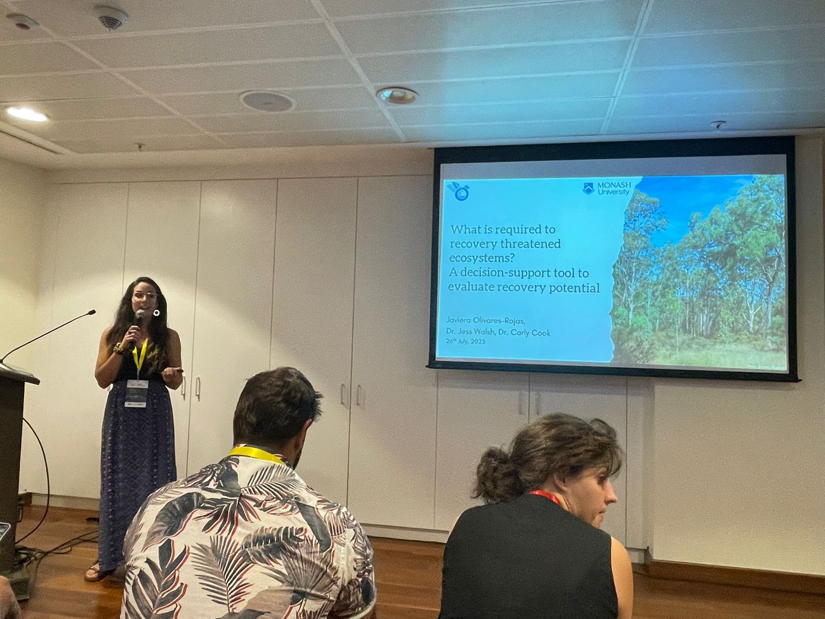 javiera_or's tweet photo. Thrilled to have shared the final chapter of my #PhD to @ICCB2023 audience for the first time! I presented a framework we developed to evaluate how to recover threatened #ecosystems and showed how we applied it to a case study. Grateful for the opportunity to be here! #ICCB2023 https://t.co/rM8DDQMTPD
