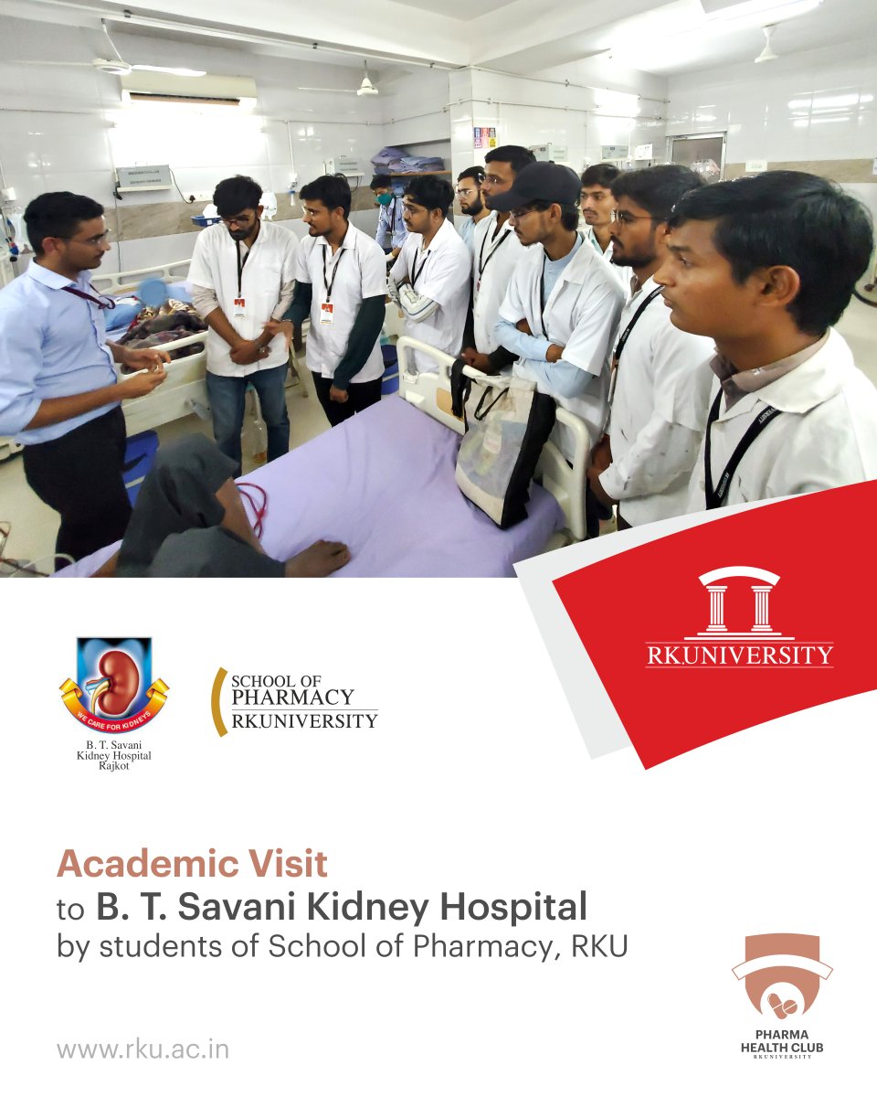 RK University & B. T. Savani Kidney Hospital signed an MoU aimed to offer valuable practical exposure to students. Students from School of Pharmacy, RKU also visited different departments of hospital.
#btsavanikidneyhospital #btsavani #mou #pharmacy #pharma #rkuniversity #India