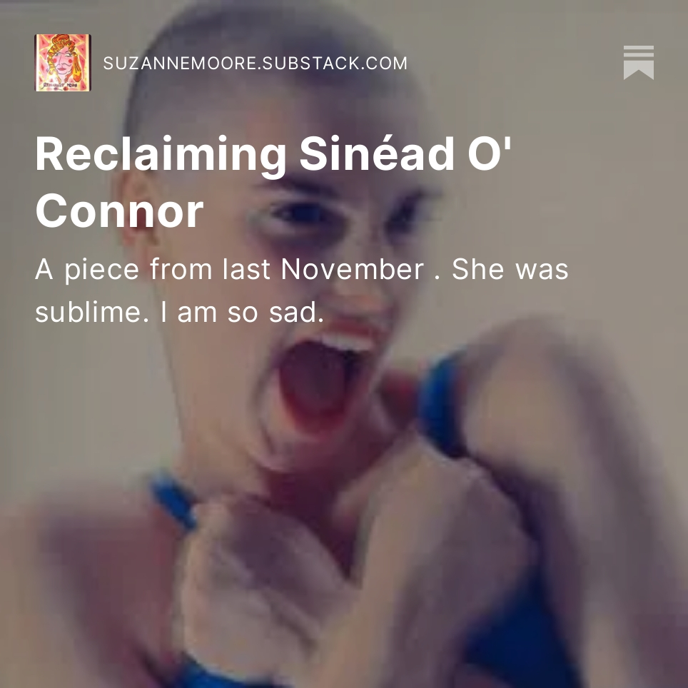 suzanne_moore's tweet photo. Reclaiming Sinéad O' Connor ,https://t.co/FlNgh16rmp https://t.co/AwKP89yGUh