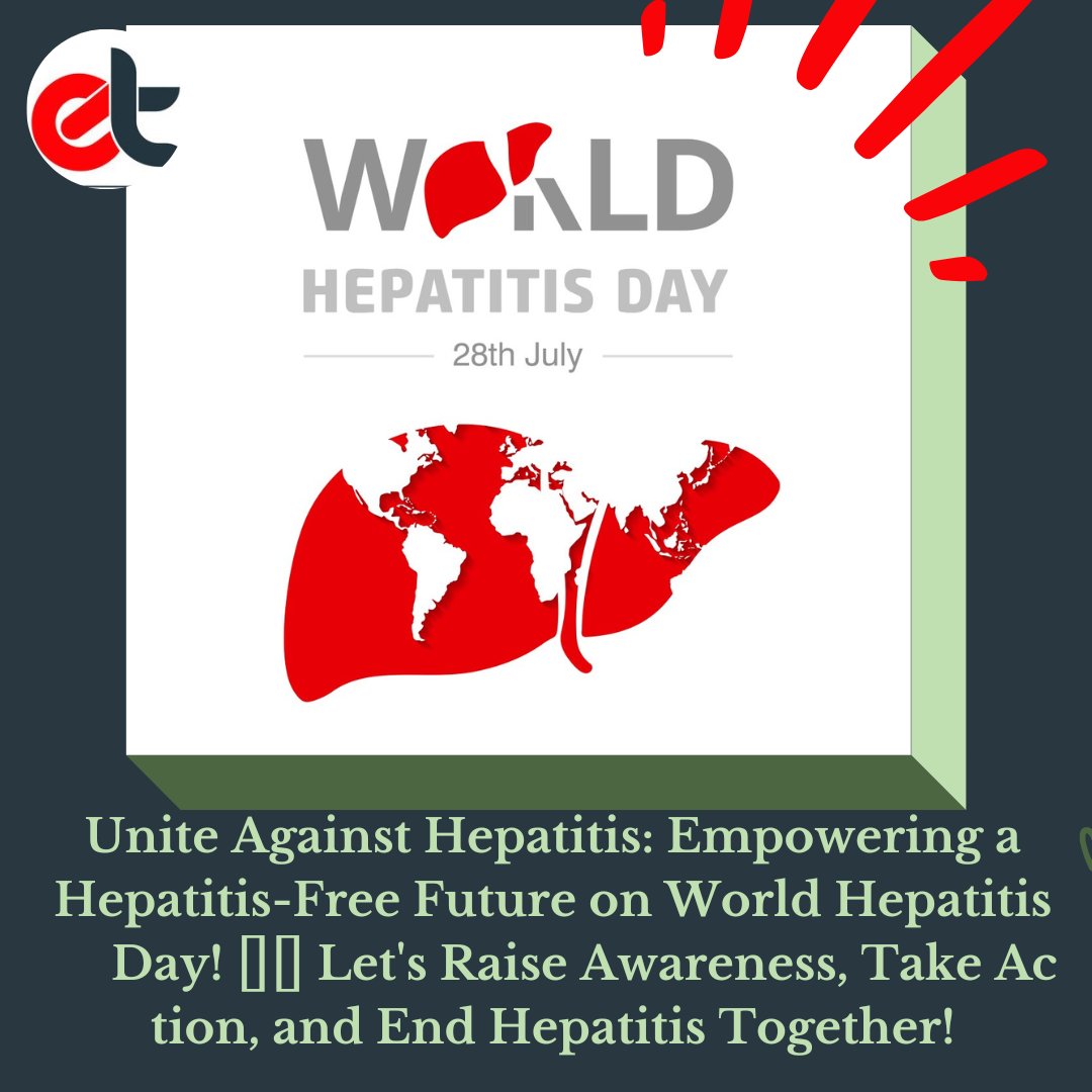 Eminenttechav's tweet photo. Unite Against Hepatitis: Empowering a Hepatitis-Free Future on World Hepatitis Day! 🌍💙 Let's Raise Awareness, Take Action, and End Hepatitis Together!
#WorldHepatitisDay #HepatitisFreeFuture #RaiseAwareness #TakeAction #EndHepatitis #GlobalHealth #HealthForAll https://t.co/F8YJZABfPZ